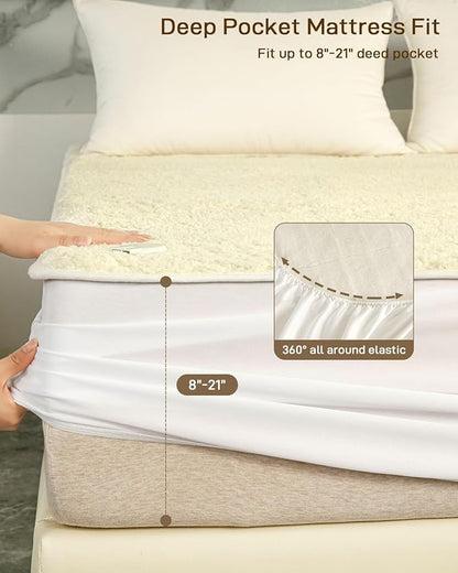 Heated Mattress Pad King Size - Electric Mattress Pad with Dual Control, Soft Blanket, Bed Warmer Heater Sheets, 8 Heating Settings,1/2/10 Hours Auto Shut Off, 78" x 80" Ellipse White