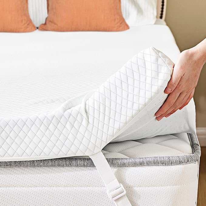 NEWBULIG 4 Inch Memory Foam Mattress Topper, King Memory Foam Pad with Removable & Washable Cover, Bed Topper for Back Pain, Non-Slip Ventilated Design