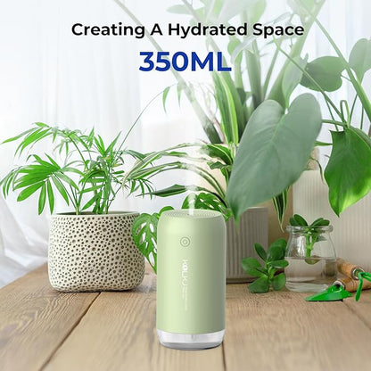 Portable Mini Humidifier, KQLKJ 350ml Small Cool Mist Humidifiers, USB Personal Desktop Humidifier for Bedroom Car Office Travel with Auto Shut-Off & 2 Mist Modes (Green)