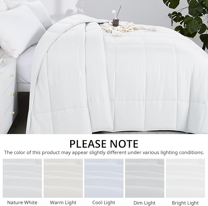 HOMBYS Oversized King Comforter 128x128, Lightweight Quilted Down Alternative Duvet Insert for All Season,White,8 Corner Tabs