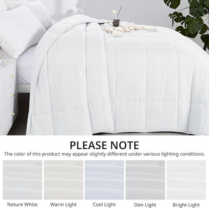 HOMBYS Oversized King Comforter 128x128, Lightweight Quilted Down Alternative Duvet Insert for All Season,White,8 Corner Tabs