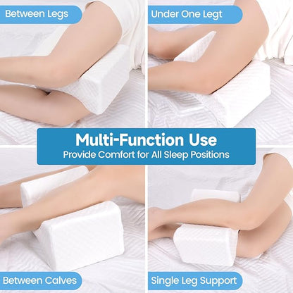 Knee Pillow for Side Sleepers, Leg Pillow for Side Sleeping, Smooth Pillow for Spine Aligning, Comfortable Memory Foam Pillow for Hip, Back, Sciatica, Knee, Joints Pain (White)