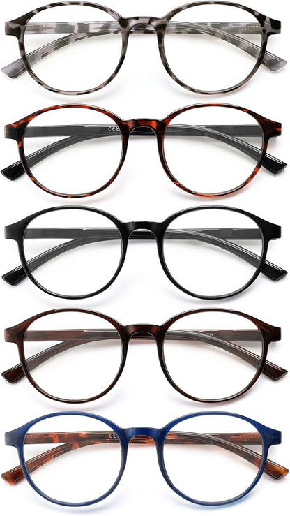 5 Pack Reading Glasses For Women,Blue Light Blocking Computer Reader Spring Hinge Eyeglasses