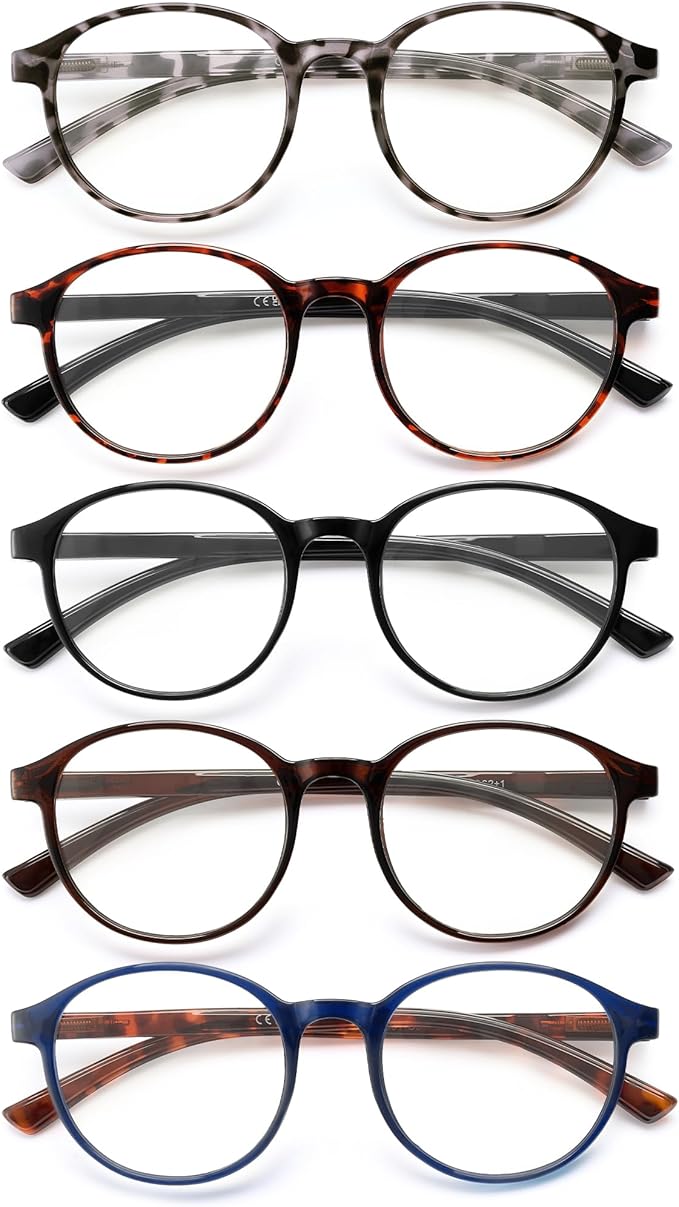 5 Pack Reading Glasses For Women,Blue Light Blocking Computer Reader Spring Hinge Eyeglasses
