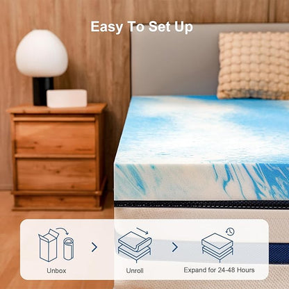 3 Inch King Size Memory Foam Mattress Topper, Cooling Gel Infusion Bed Topper Pad for Firm Mattress (78" x 80")
