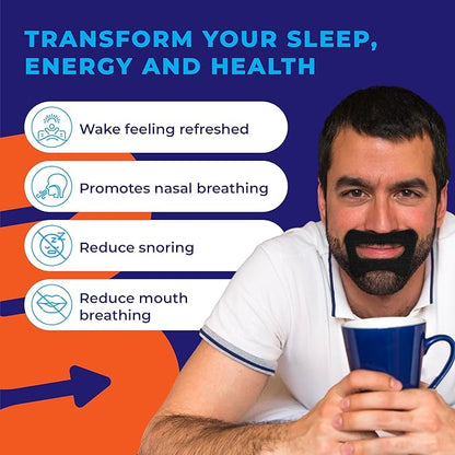 MyoTape - Sleep Tape for Beards - 30 Nights - Reduce Snoring - Improve Sleep - Promote Nasal Breathing - Extra Strong Adhesive - Comfortable & Gentle