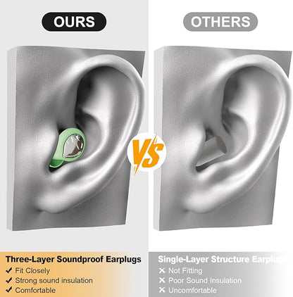 Noise Reducing Ear Plugs, 50dB Noise Cancelling Ear Plugs for Concerts, Reusable Soft Silicone Musicians Earplugs for Side Sleepers/Drummers/Snoring Blocking/Concert Earbuds Protection [Green]