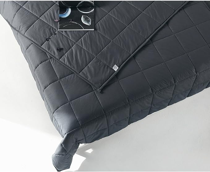 TONGDADA California King Size Weighted Blanket | 90''x108'',20lbs | Perfect for Couples | Premium Cotton Material with Glass Beads | Dark Grey