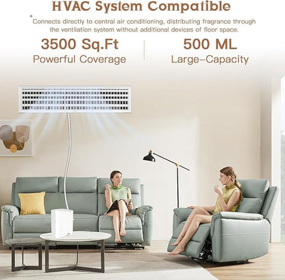 Waterless Essential Oil Diffuser HVAC Scent Machine - Smart APP & WiFi Control 3500 sq. ft Coverage Cold Air Aroma, Minimalist Aromatherapy Diffusers 500ML for Home Hotel Office Large Room
