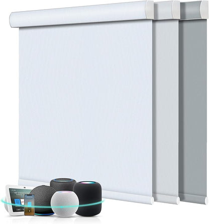 Aprilsmart Motorized Blinds with Remote,Compatible with Apple HomeKit Alexa Google Home- Voice and app Control,Motorized Roller Shades 100% Blackout Custom Size (Vinyl White-12)