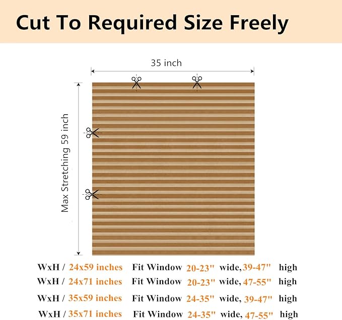 Window Blinds Cordless No Drill Cut to Size Clip On Stick On Self Adhesive Temporary Blinds Pleated Paper Blinds for Windows Doors Shades for Home Nursery Bedroom Kitchen Bathroom