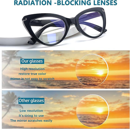 6 Pack Fashion Cat Eye Reading Glasses for Women Blue Light Blocking Oversized Spring Hinges Computer Readers