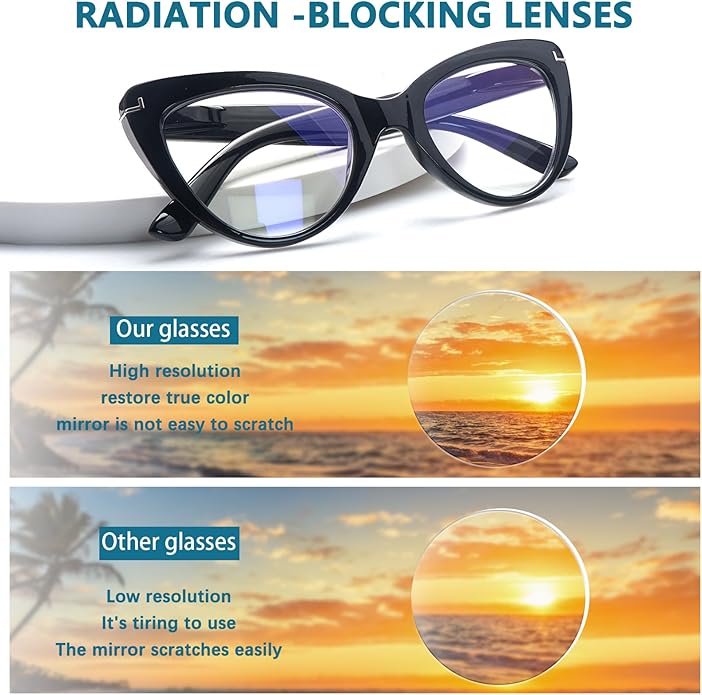 6 Pack Fashion Cat Eye Reading Glasses for Women Blue Light Blocking Oversized Spring Hinges Computer Readers