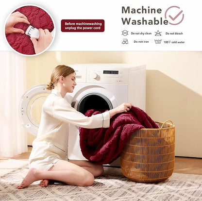 Heated Electric Blanket King Size-100"x90" Heating Blanket with 10 Heating Levels & 5 Time Settings Over-Heat Protection，Winter Warmer for Adults with ETL Certification（Red）