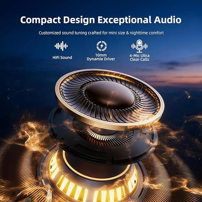 Mini Wireless Sleep Earbuds for Small Ears – Invisible, Low Profile Sleep & Work Earbuds, Tiny Discreet in-Ear Headphones, Discreet in-Ear Earphones for Small Ear Canals (Black)