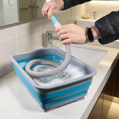 CPAP Cleaning kit Hose and Mask Brush with Collapsible Wash Basin Tub，Sponge and Storage Hag，6.9ft Extra Long Hose Brush, Compatible with 15mm and 22mm Hoses