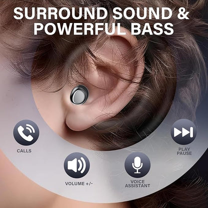 Sleep Ear Buds, New True Wireless Earbuds, Ultra-Mini Bluetooth 5.4 Earbuds for Side Sleepers, 53H Play Hi-Fi Stereo 3D Bass Noise Cancelling Bluetooth headphones, Sleep Mode, IP7 Waterproof Earphones