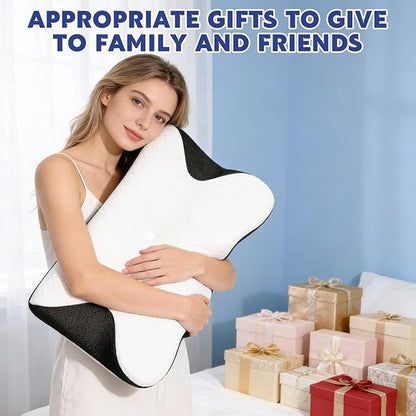 Cervical Neck Pillow for Sleeping Ergonomic Sleep Apnea Pillow with Memory Foam Neck Support Pillow for Back Side Stomach Sleepers with Pillowcase (Black)