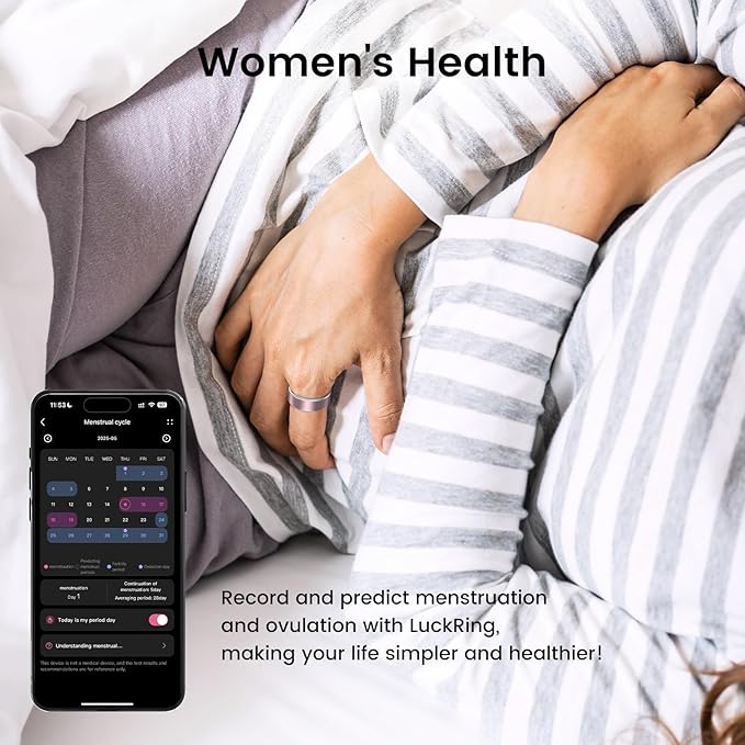 Smart Ring for Women & Men - IP68 Waterproof Fitness Tracker with Long Lasting Batteries, 28-Language App, Sleep/Step/Heart Rate Monitor, Compatible with iOS & Android (Silver, 6)