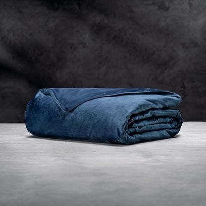 LUXOME Luxury 15lb Weighted Blanket | Includes Removable Cool & Cozy Cover | Full Size | 54"x72" | The Best Weighted Blanket | Navy