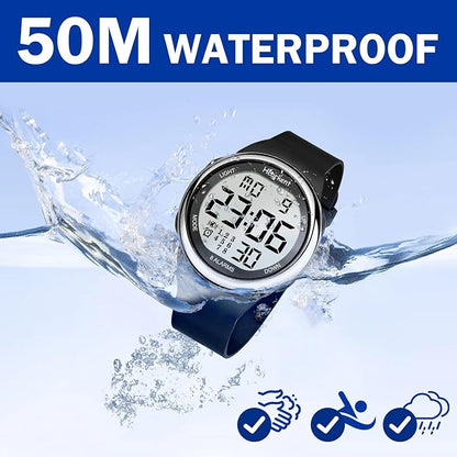 8 Vibrating Alarm Watch Medication Reminder Watch for Elderly Big Number Digital, Silent Alarm Wristband with Light and Timer 50 M Waterproof Watch