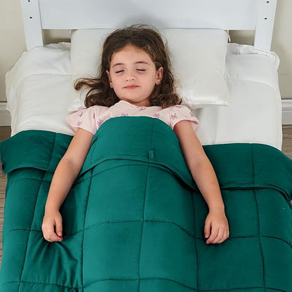 yescool Weighted Blanket (10 lbs, 41" x 60", Dark Green) Cooling Heavy Blanket for Sleeping Perfect for 90-110 lbs, Breathable Blanket with Premium Glass Bead, Machine Washable