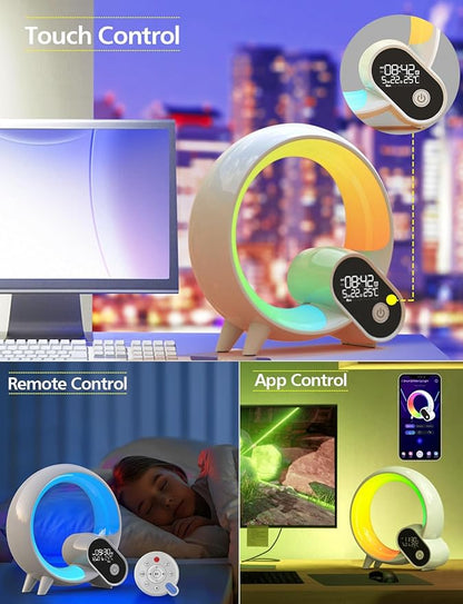 Smart Night Light for Kids,Wake Up Light Sunrise Alarm Clock,Ambient Light & Sleep Assistant White Noise Sound Machine Baby Night Light,App,Bluetooth Speaker,Snooze,Timer,Remote Control,Ideal for Gift