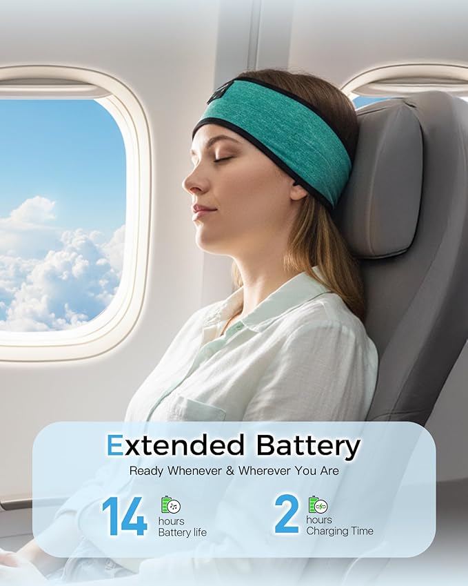 Sleep Headphones Wireless, Bluetooth Sports Headband with Built-in Speakers, Comfortable for Side Sleepers, Workout, Running, Yoga & Travel Long Battery Life, Gift for Men Women