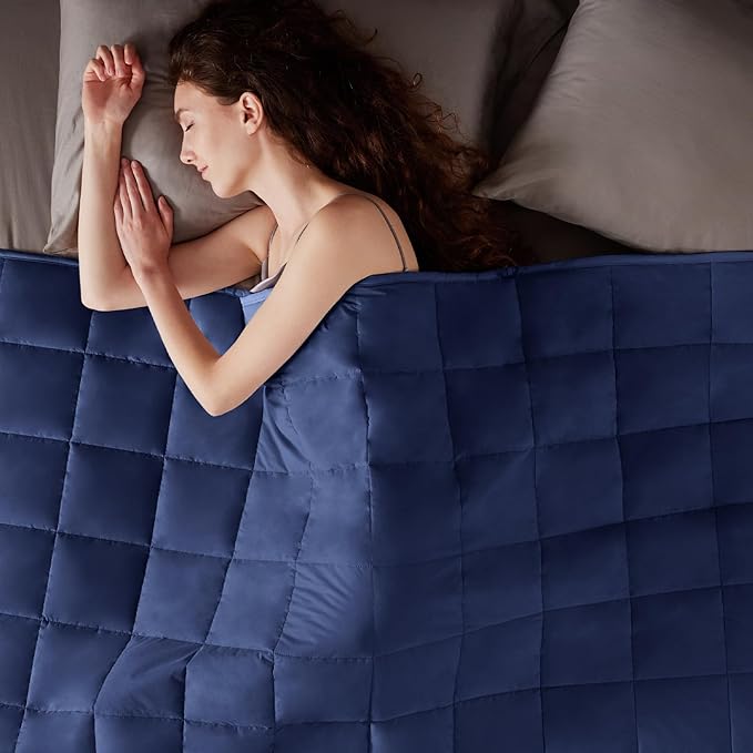 Weighted Blanket Queen/King Size (80"x87" 22lbs),Ultra Soft and Cozy Cooling Weighted Blanket for Adult,Heavy Blanket with Machine Washable Soft Blanket, Blue