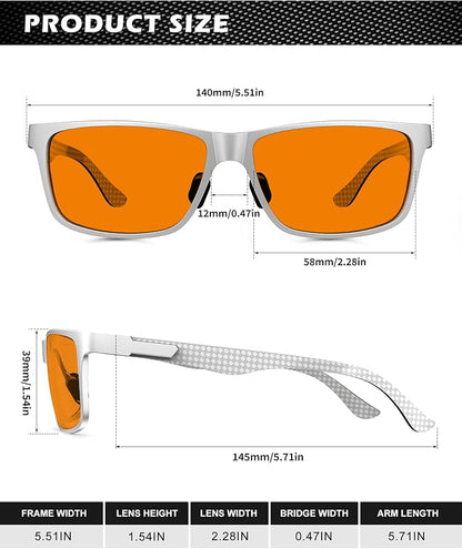 ANYLUV Blue Light Blocking Glasses Men Computer Gaming Glasses Lightweight Al-Mg Metal Anti Eyestrain Eye Protection
