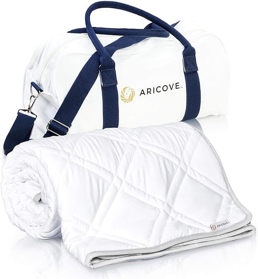 Aricove Cooling Weighted Blanket, 17 lbs, Twin Size for Adults, Luxury Heavy Blanket, Silky Soft Bamboo Viscose, 48x72 inches, Machine Washable, White
