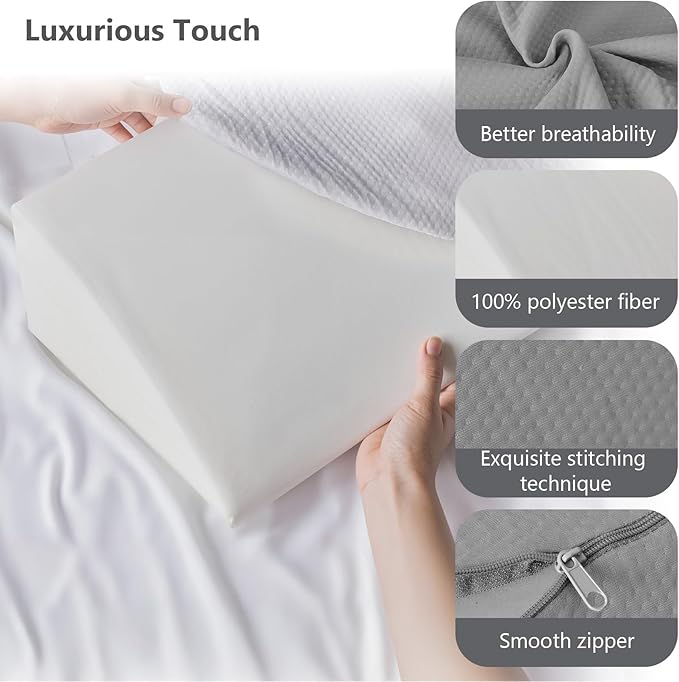 DUMOS Bed Wedge Pillow for Headboard & Mattress Gaps, 54-inch Long - Supportive Wedge Pillow with Side Pockets, Bed Wedge for Back Pain Relief, Reading & Sleeping, Removable Washable Cover