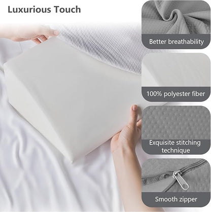 DUMOS Bed Wedge Pillow for Headboard & Mattress Gaps, 39-inch Long - Supportive Wedge Pillow with Side Pockets, Bed Wedge for Back Pain Relief, Reading & Sleeping, Removable Washable Cover