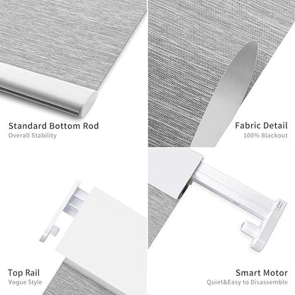 Smart Motorized Blinds with Remote Control, Blackout Roller Shades, Custom Smart Blinds with Valance, Cordless Electric Window Blinds & Automatic Shades(Grey,34" Wx72 H)