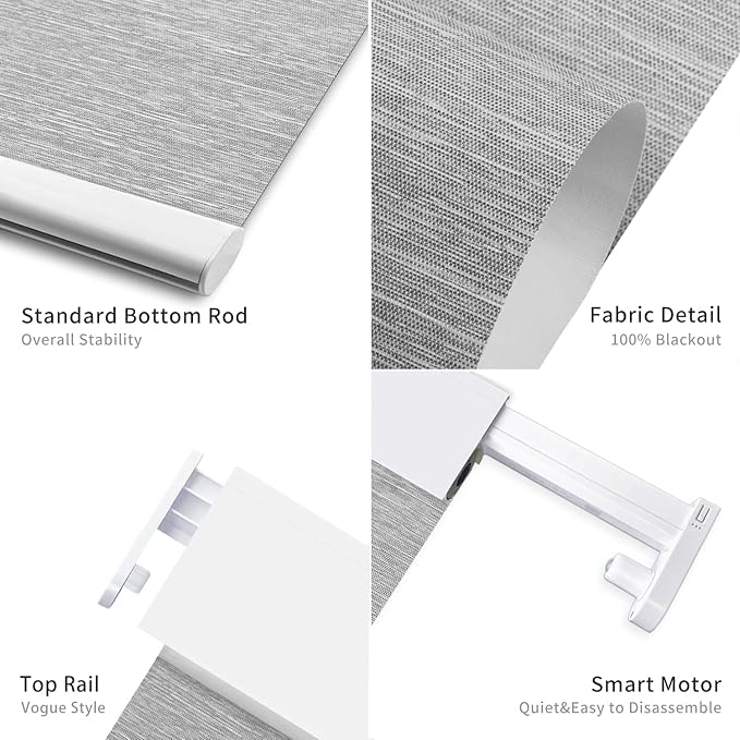 Smart Motorized Blinds with Remote Control, Blackout Indoor Motorized Window Shades, Custom Smart Blinds with Valance, Cordless Electric Window Blinds & Automatic Shades(Grey,31" Wx72 H)