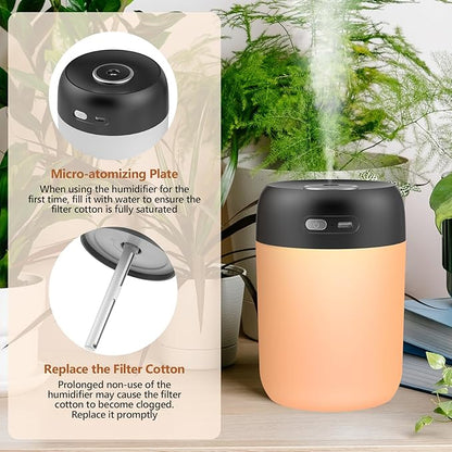 Portable Small Humidifier, 650ml Colorful Mini Humidifier for Bedroom, Office Desktop, Baby Room, Plants, Cool Mist Humidifiers(Black)