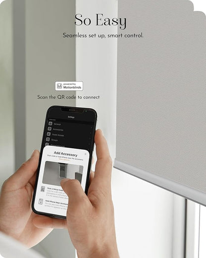Graywind Smart Roller Shades 100% Blackout Window Blinds with APP Control Customized Automatic Shades for Home and Office(27" Wx72 H,White)