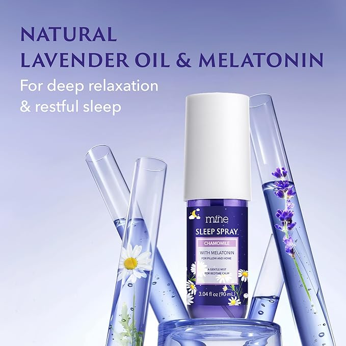 Chamomile Inspired Sleep Spray with Melatonin - Relaxing Gifts for Teen Girls and Women – Natural Pillow Mist for Sleep, Self Care Bedtime Spray, Lavender & Cedarwood Blend