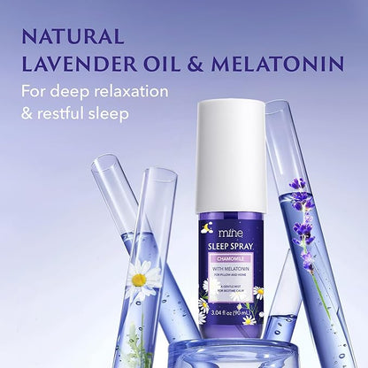 Chamomile Inspired Sleep Spray with Melatonin - Relaxing Gifts for Teen Girls and Women – Natural Pillow Mist for Sleep, Self Care Bedtime Spray, Lavender & Cedarwood Blend