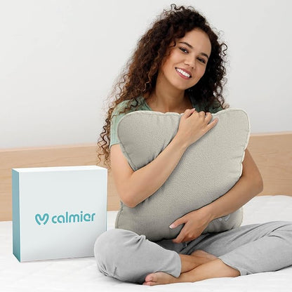 Calmier - 12 lb Sensory Weighted Pillow - Glass Bead Filled Hug Pillow - Ultra Plush Cozy Weight Sensory Pillows for Adults and Kids - Weighted Lap Pad (Tan- Fleece, 12 LBS)