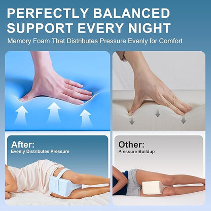 Knee Pillow for Side Sleepers-Memory Foam Leg Pillow for Between Legs-Sciatica,Hip&Back Pain Relief,Spinal Alignment Leg Cushion,Arctic White