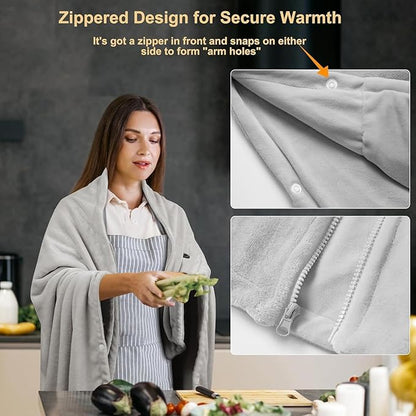 16000mAh Heated Blanket Battery Operated Soft Cordless Heated Blanket Shawl Portable Heated Throw Blanket Poncho Wraps Fast Heating with 3 Heat Levels 6 Heating Zones