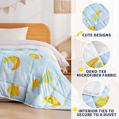 anfie Weighted Blanket Kids(36"x48" 3lbs) Weighted Blanket Cooling Blanket for Sleeping,Throw Size Breathable Blanket with Premium Glass Bead(Light Blue Moon)