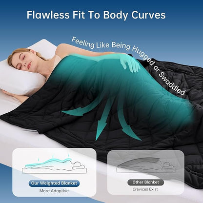 OMYSTYLE Sherpa Reversible Weighted Blanket, Cooling Heavy Blanket for Adults, Reversible Design with Plush Sherpa Fleece and Velvety Brushed, Queen Size(15lbs, 80''x87''), All Season Use, Black