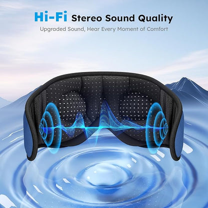 LC-dolida White Noise Sleep Mask, 3D Sleep Headphones with 16 Soothing Sounds, Bluetooth 5.4 Sleep Eye Mask with Timer, Total Blackout Sleeping Headphones for Side Sleeper(Navy)