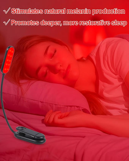 625nm Red Book Light [1 Pack] - Zero Blue Light, Rechargeable Clip On Red Reading Light Lamp for Reading at Night - Poratble Dimmable LED Book Lamp, Gift for Travel Studying Nursing