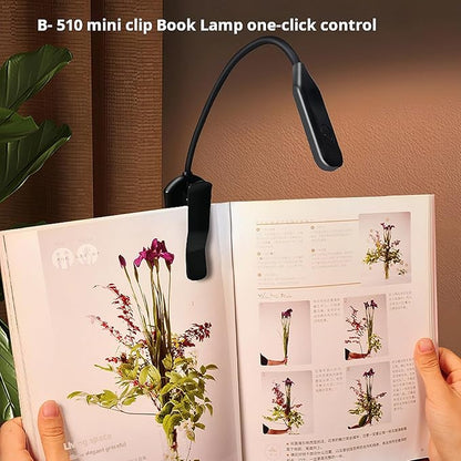 Rechargeable Reading Light, 10LED Beads with 3 Color Temperatures (3000K-6000K), Eye-Caring for Reading, Portable Book Clip Design + Non-Slip Base & 360° Flexible Gooseneck