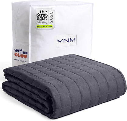 YnM 12lbs Weighted Blanket for Adults, Breathable Heavy Bed Throw Blanket with Cooling Glass Beads for All Season Use, Ideal for ~110lbs (48x72 Inches, Twin/Full, Dark Grey)