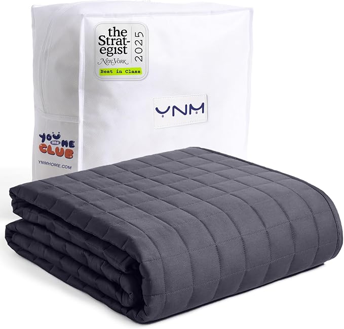 YnM King Size Weighted Blanket for Adults (88x104 Inches, 30 Pounds, Dark Grey), Exclusive Smallest Compartments with Glass Beads, Heavy Bed Blanket for Two Persons of 140~240lbs on Queen or King Bed