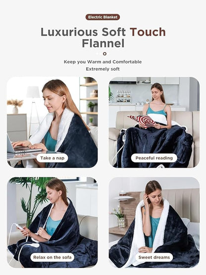 Heated Blanket,Soft Flannel Heated Throw Blanket,Fast Heating Electric Throw Blanket with 8 Heating Levels,9 Hours Auto Shut Off,Home Sleep Electric Blanket Throw, A Thoughtful Gift for Elders